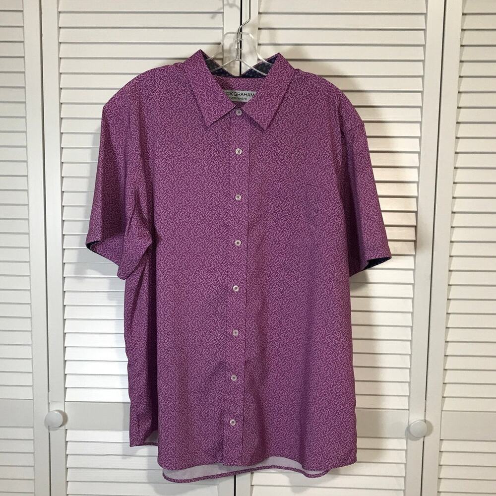 Nick Graham Purple Performance Stretch Modern Fit Collared Shirt Men XL